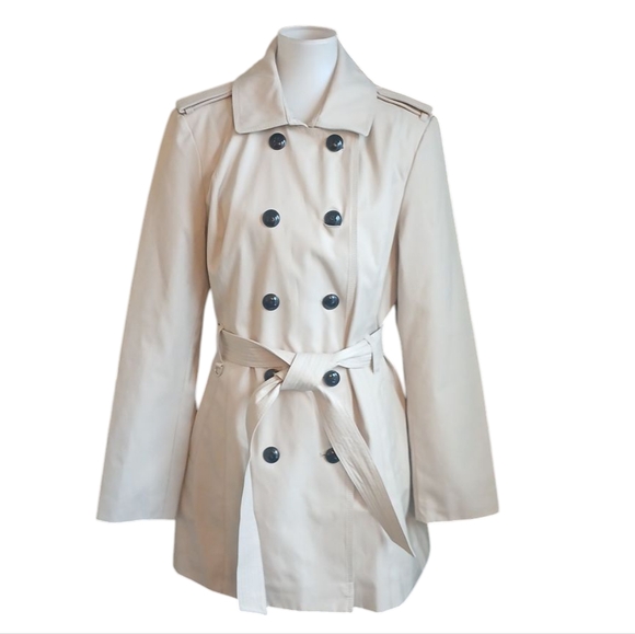 Marc New York Beige Short Trench Coat Double Breasted Spring